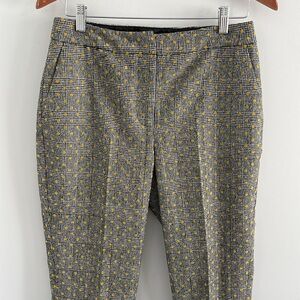 Boden Gray Plaid Straight-Leg Pants with Yellow Dot Accent